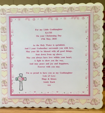 CHRISTENING or BAPTISM Girl Child or adult 7.5 Quick Layer Card by Suzanne Kavanagh