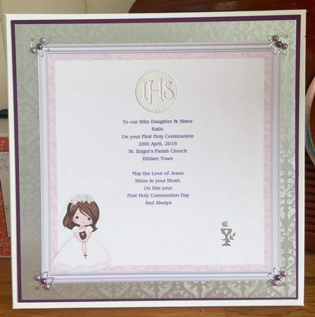 1ST HOLY COMMUNION or CONFIRMATION Girl & Verse 7.5 Decoupage & Insert Mini Kit by Suzanne Kavanagh