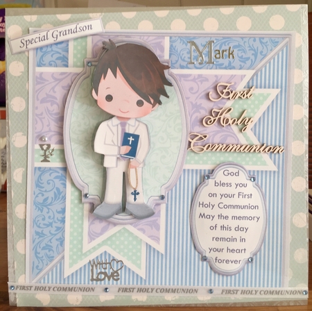 1ST HOLY COMMUNION or CONFIRMATION Boy & Verse 7.5 Decoupage & Insert Mini Kit by Suzanne Kavanagh