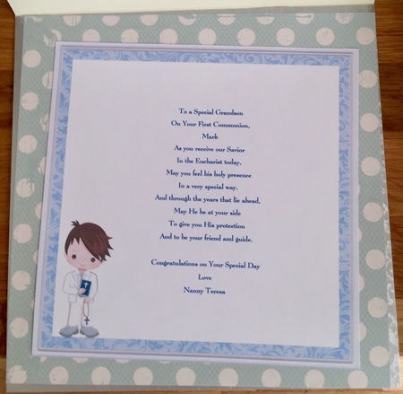 1ST HOLY COMMUNION or CONFIRMATION Boy & Verse 7.5 Decoupage & Insert Mini Kit by Suzanne Kavanagh