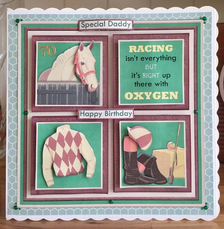HORSE RACING 7.5 Quick Card Verse or Ages Decoupage & Insert Mini Kit by Suzanne Kavanagh