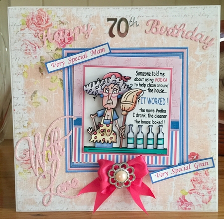 STELLA CLEANING WITH VODKA 5x5 Humorous Decoupage Sheet by Suzanne Kavanagh