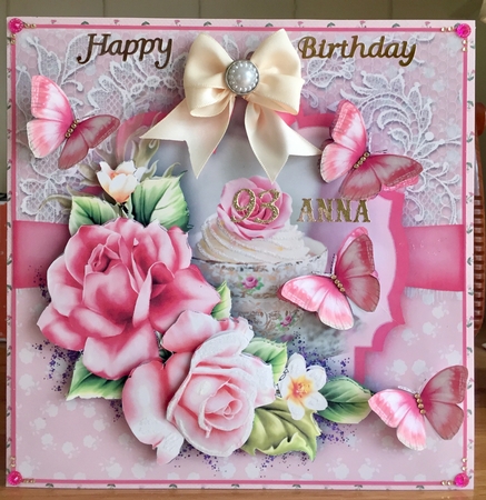 Pink Rose Cupcake Card Kit by Suzanne Kavanagh