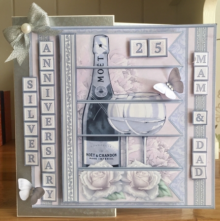CHAMPAGNE 7.5 Alphabet Silver Wedding Anniversary Alphabet & Age Card Kit  by Suzanne Kavanagh