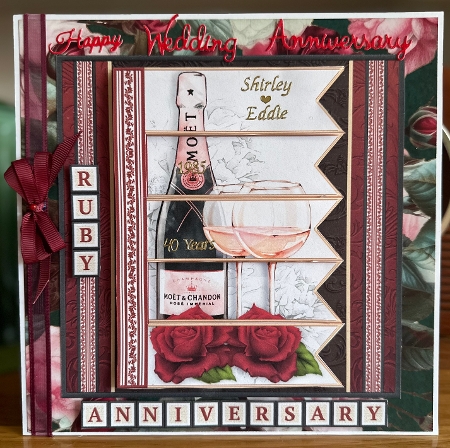 CHAMPAGNE 7.5 Alphabet Ruby Wedding Anniversary Alphabet & Age Card Kit  by Suzanne Kavanagh