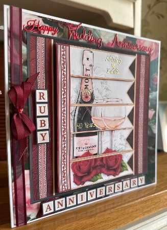 CHAMPAGNE 7.5 Alphabet Ruby Wedding Anniversary Alphabet & Age Card Kit  by Suzanne Kavanagh