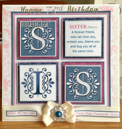 SISTER DEFINITION SQUARES 7.5 Humorous Birthday Quick Layer Card by Suzanne Kavanagh