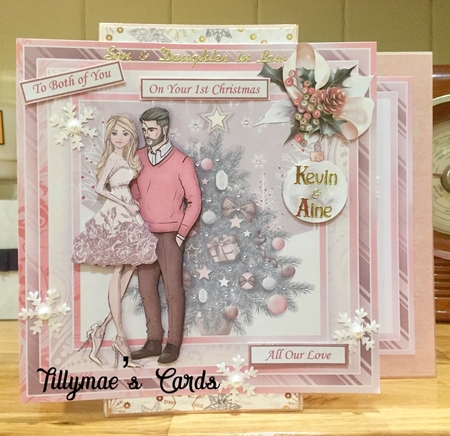 ROSE GOLD CHRISTMAS TREE & COUPLE 7.5 Decoupage & Insert Mini Kit by Suzanne Kavanagh