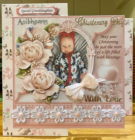 CHRISTENING GIRL TOES & ROSES Pink 7.5 Decoupage & Insert Kit by Suzanne Kavanagh