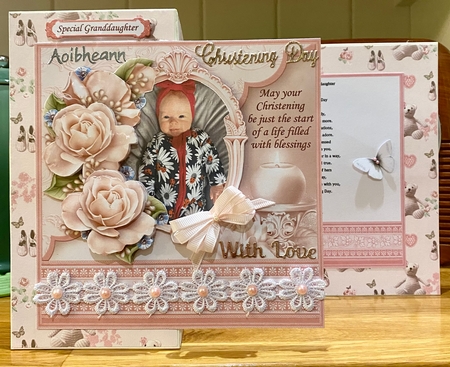 CHRISTENING GIRL TOES & ROSES Pink 7.5 Decoupage & Insert Kit by Suzanne Kavanagh
