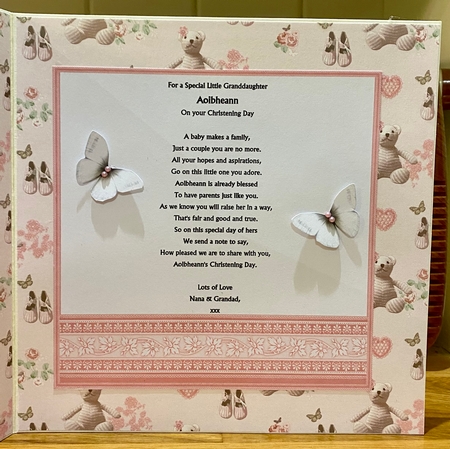CHRISTENING GIRL TOES & ROSES Pink 7.5 Decoupage & Insert Kit by Suzanne Kavanagh