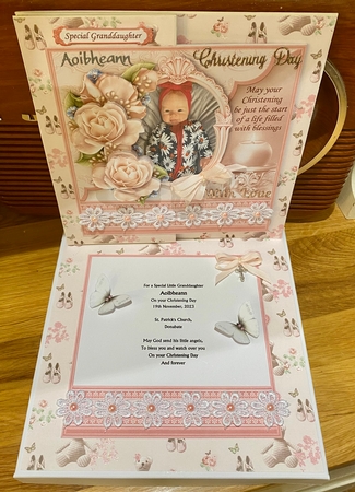 CHRISTENING GIRL TOES & ROSES Pink 7.5 Decoupage & Insert Kit by Suzanne Kavanagh