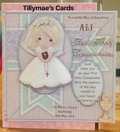1ST HOLY COMMUNION or CONFIRMATION Blonde Girl & Verse 7.5 Decoupage & Insert Mini Kit by Suzanne Kavanagh