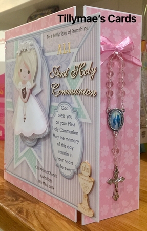 1ST HOLY COMMUNION or CONFIRMATION Blonde Girl & Verse 7.5 Decoupage & Insert Mini Kit by Suzanne Kavanagh