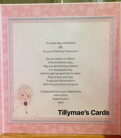 1ST HOLY COMMUNION or CONFIRMATION Blonde Girl & Verse 7.5 Decoupage & Insert Mini Kit by Suzanne Kavanagh
