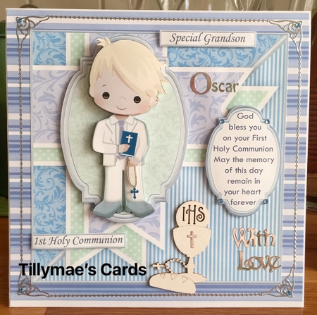 1ST HOLY COMMUNION or CONFIRMATION Blonde Boy & Verse 7.5 Decoupage & Insert Mini Kit by Suzanne Kavanagh