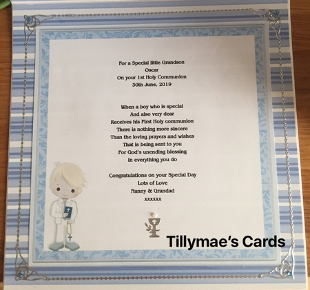 1ST HOLY COMMUNION or CONFIRMATION Blonde Boy & Verse 7.5 Decoupage & Insert Mini Kit by Suzanne Kavanagh