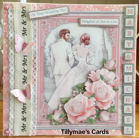 WEDDING DAY BRIDE & GROOM Coral Grey 7.5 Decoupage & Insert Kit by Suzanne Kavanagh