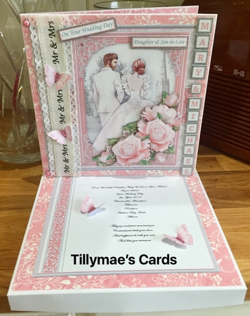 WEDDING DAY BRIDE & GROOM Coral Grey 7.5 Decoupage & Insert Kit by Suzanne Kavanagh