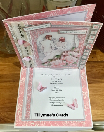 WEDDING DAY BRIDE & GROOM Coral Grey 7.5 Decoupage & Insert Kit by Suzanne Kavanagh