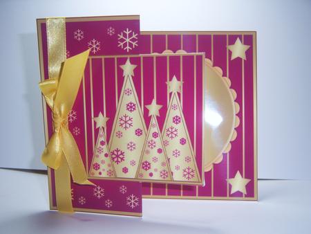 Snowflakes Christmas Trees Fold Back Burgundy by SUZANNE TARBURTON