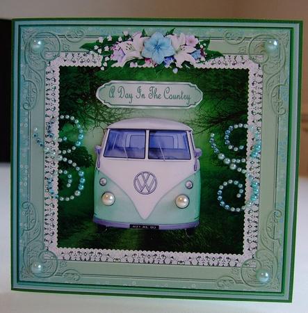 A Day in the Countryside - Approx: 8x8ins Card Front by Suzanne Uilenberg