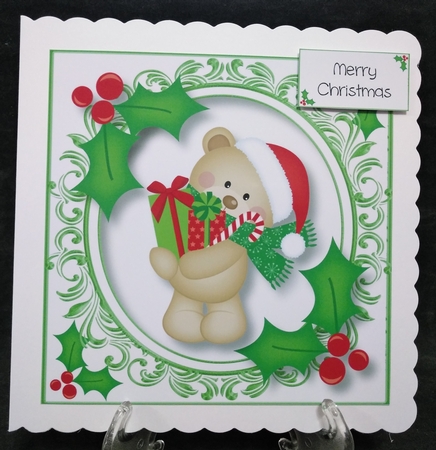 Christmas Teddy Bear & Presents 8x8 by Suzi Cooper