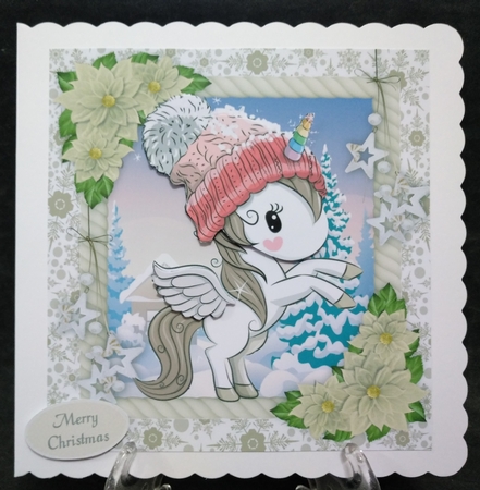 Adorable Unicorn In a Bobble Hat 8x8 by Suzi Cooper