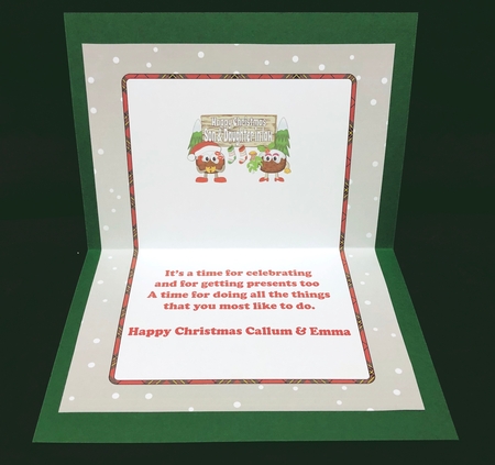 Crazy Christmas Pudding Couple with Mistletoe and sign SON & DAUGHTER IN LAW 5x7 insert by Suzi Cooper