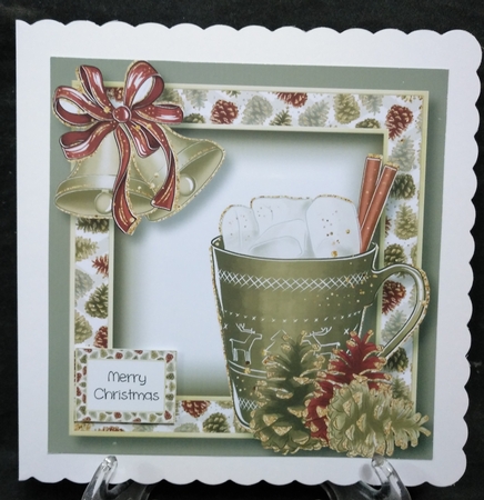 Christmas Glitter Hot Chocolate - Green 8x8 by Suzi Cooper
