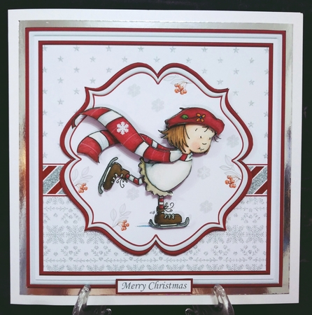 WINTER SKATING 7.5 Christmas Decoupage & Insert Kit by Suzi Cooper