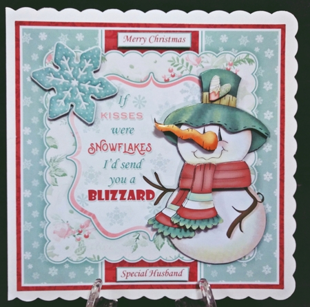 SNOWMAN KISSES 7.5 CHRISTMAS Decoupage & Insert Card Kit by Suzi Cooper