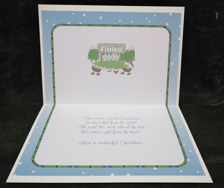 Crazy Christmas Puddings taking the Christmas Tree home and sign FINLEY insert by Suzi Cooper