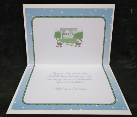 Crazy Christmas Puddings taking the Christmas Tree home and sign ISABELLA insert by Suzi Cooper