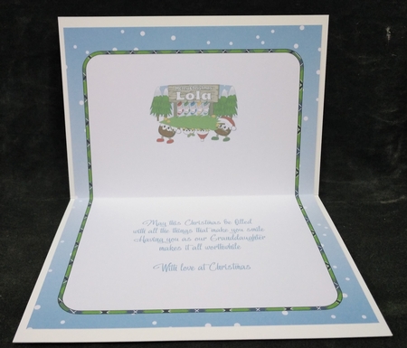Crazy Christmas Puddings taking the Christmas Tree home and sign LOLA insert by Suzi Cooper