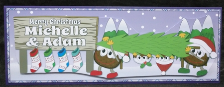 Crazy Christmas Puddings taking the Christmas tree home MICHELLE & ADAM large dl by Suzi Cooper