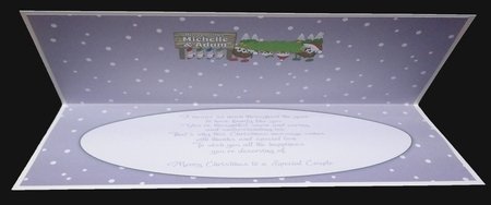 Crazy Christmas Puddings taking the Christmas tree home MICHELLE & ADAM large dl insert by Suzi Cooper