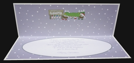Crazy Christmas Puddings taking the Christmas tree home LAURA large dl insert by Suzi Cooper