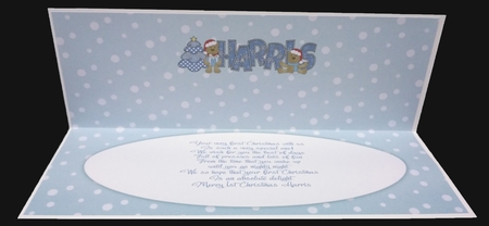 First Christmas Teddies HARRIS large dl insert by Suzi Cooper