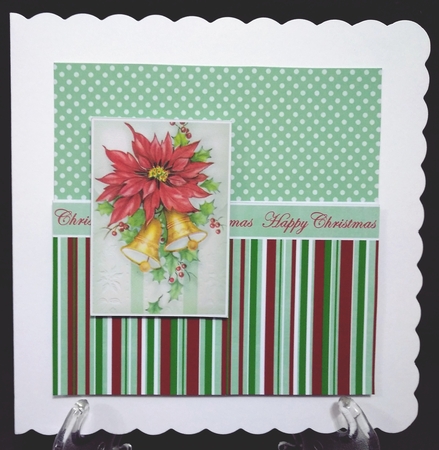 Poinsettia Bells Happy Christmas 6inch Split Decoupage Topper by Suzi Cooper