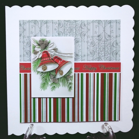 Christmas Bells Happy Christmas 6inch Split Decoupage Topper by Suzi Cooper