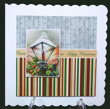 Christmas Lantern Happy Christmas 6inch Split Decoupage Topper by Suzi Cooper