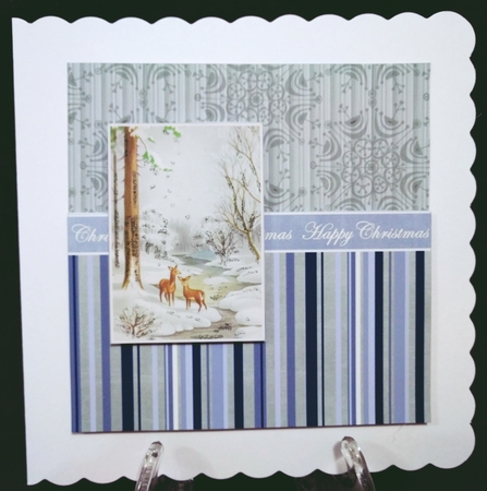 Snow Deer Happy Christmas 6inch Split Decoupage Topper by Suzi Cooper