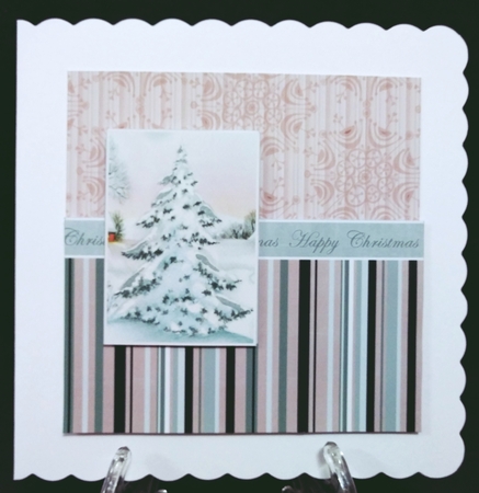 Snow Tree Happy Christmas 6inch Split Decoupage Topper by Suzi Cooper