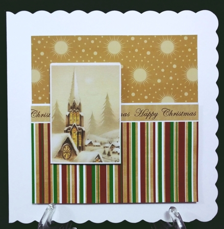 Snow Steeple Happy Christmas 6inch Split Decoupage Topper by Suzi Cooper