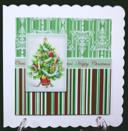 Christmas Tree Happy Christmas 6inch Split Decoupage Topper by Suzi Cooper