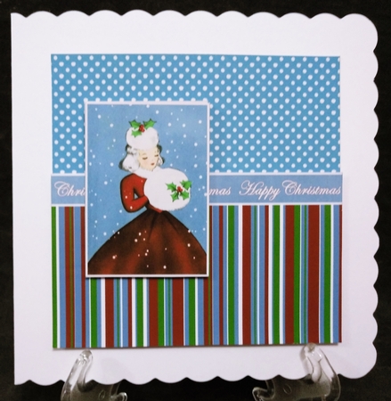 Winter Lady Happy Christmas 6inch Split Decoupage Topper by Suzi Cooper