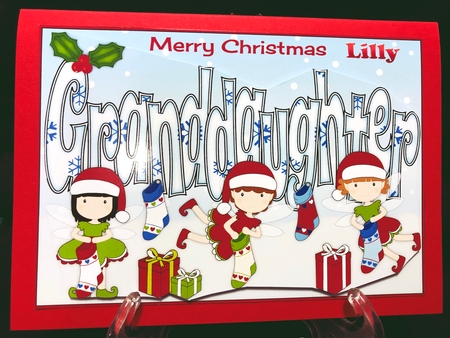 Christmas Fairies with Christmas Stockings GRANDDAUGHTER 5x7 by Suzi Cooper