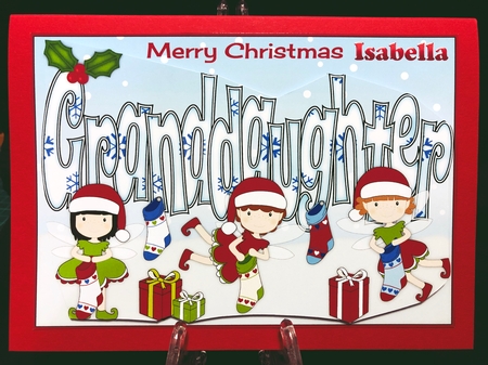 Christmas Fairies with Christmas Stockings GRANDDAUGHTER 5x7 by Suzi Cooper