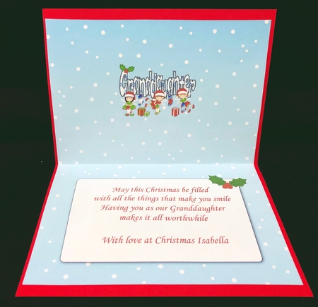 Christmas Fairies with Christmas Stockings GRANDDAUGHTER 5x7 insert by Suzi Cooper